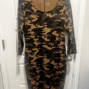 Soho Apparel Women's Long Sleeve Camouflage Dress women’s size Large